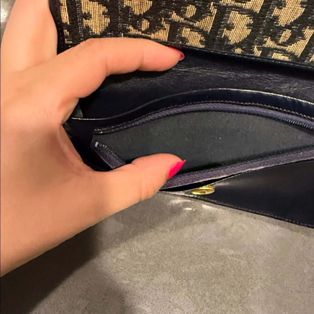 Christian Dior Trotter Canvas Leather Long Bifold Wallet (snap closure loose)